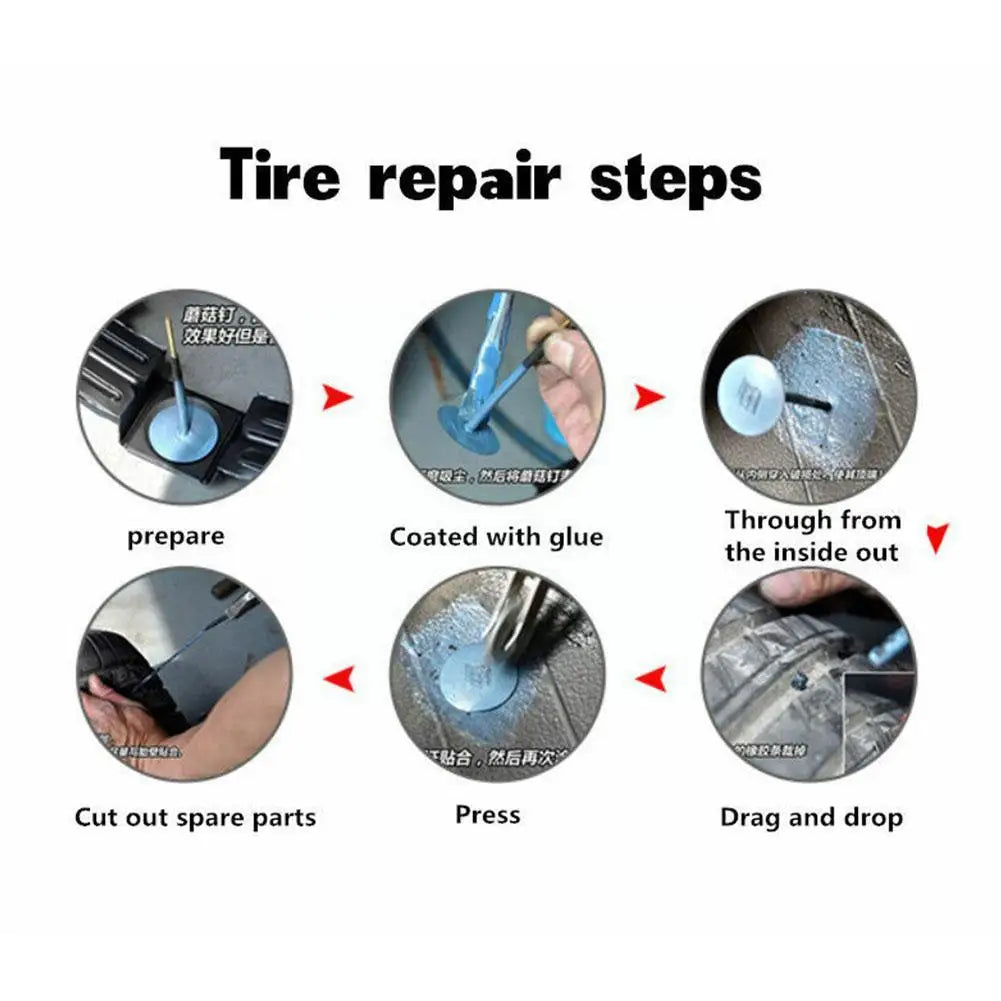 NEW 24pcs Tyre Puncture Repair Tubeless Wired Mushroom