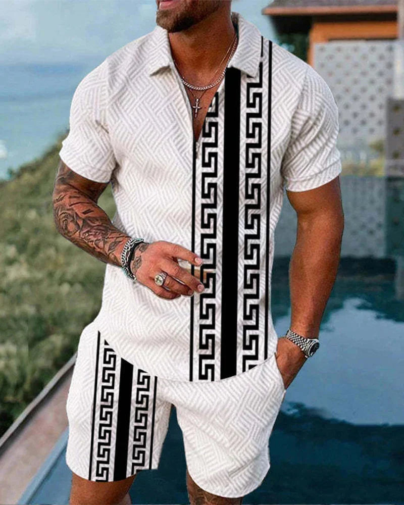 Summer Brand Tracksuit Solid Color Male Shorts Suit