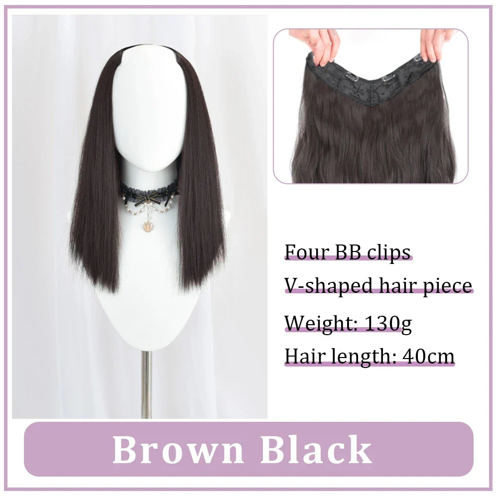 WEILAI Women's V-Shaped Long Hair Extension Synthetic Wig