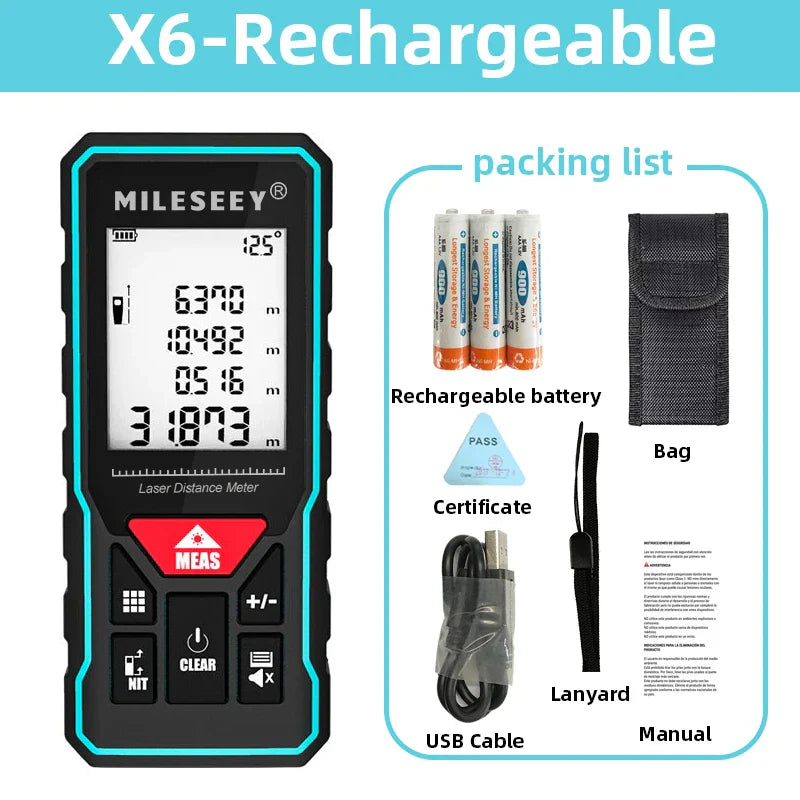 MILESEEY X6 Laser tape measure 40M 60M 80M