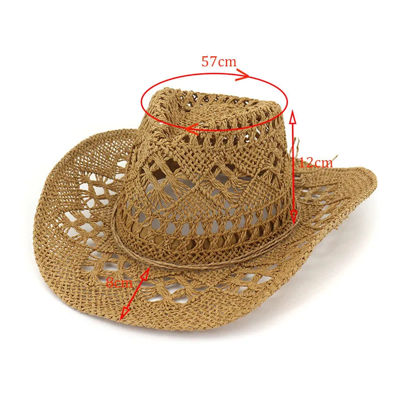 Spring and Summer New Hollow Cowboy Hat Hand-woven