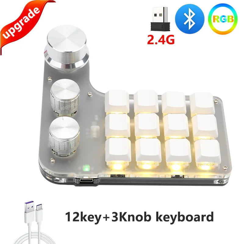 Macro Programming Keyboard Bluetooth USB Backlit 2.4G Wireless