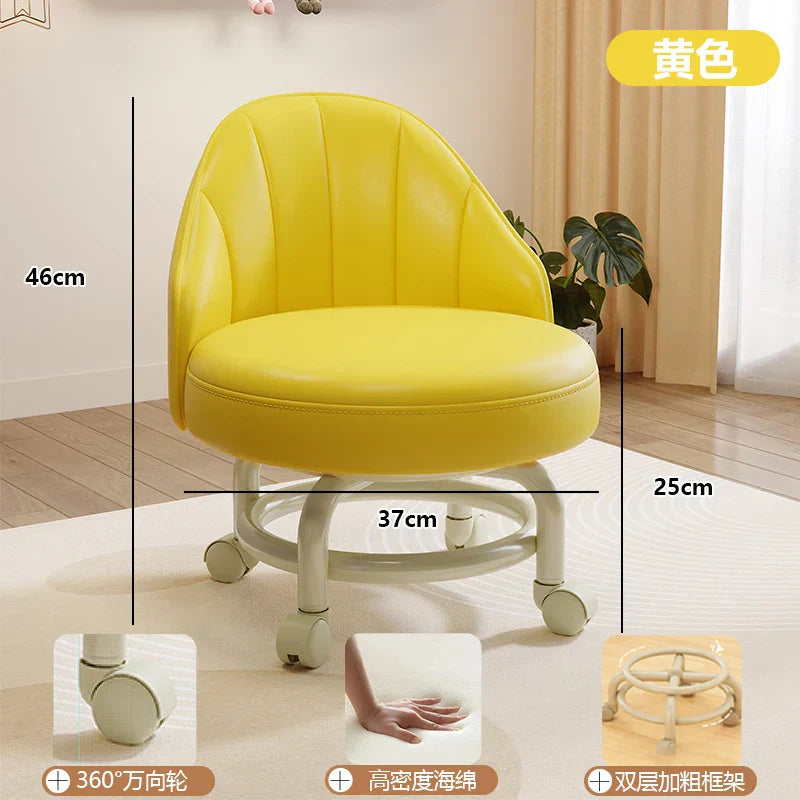 Household stool with wheel pulley low stool door