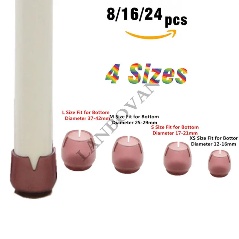 24pcs/16pcs Silicone Table Chair Leg Mat Non-slip Floor