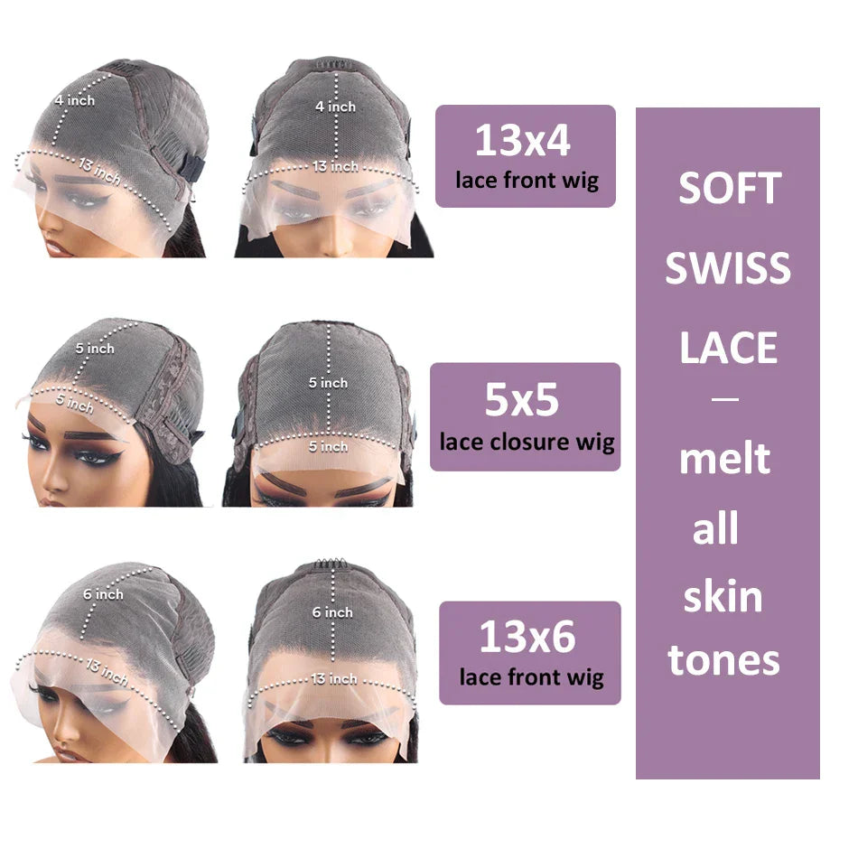 Wiggogo 40 Inch Human Hair 13X4 Deep Wave