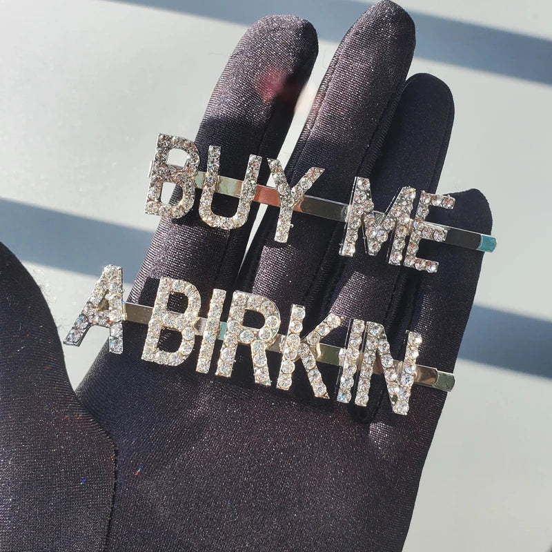 Buy Me A Birkin Rhinestone Hair Clips 2pcs/set