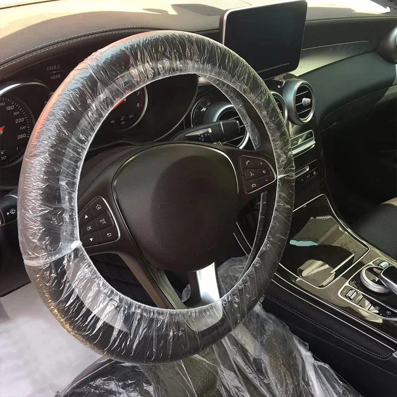 50Pcs Disposable Car Seat Covers Transparent Waterproof Dust