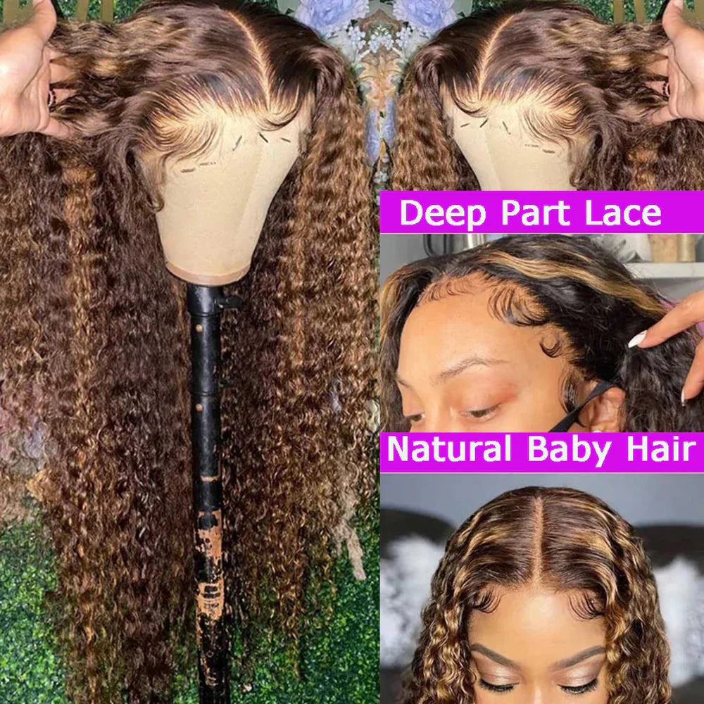 13x4 Highlight Ombre Curly Lace Front Human Hair