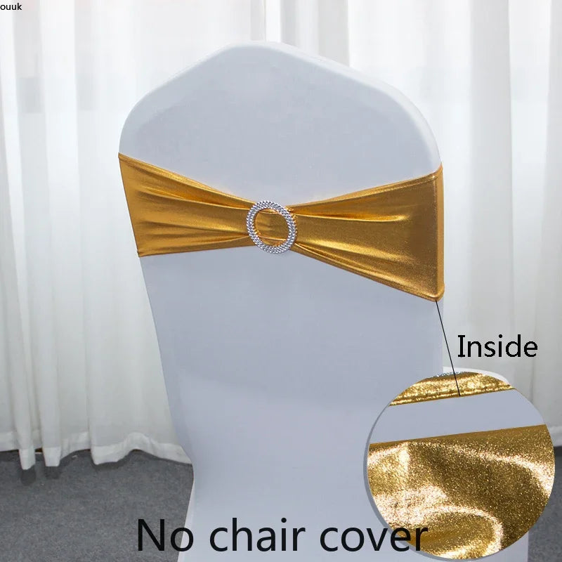 50pcs/Lot Metallic Gold silver Chair Sashes Wedding Chair