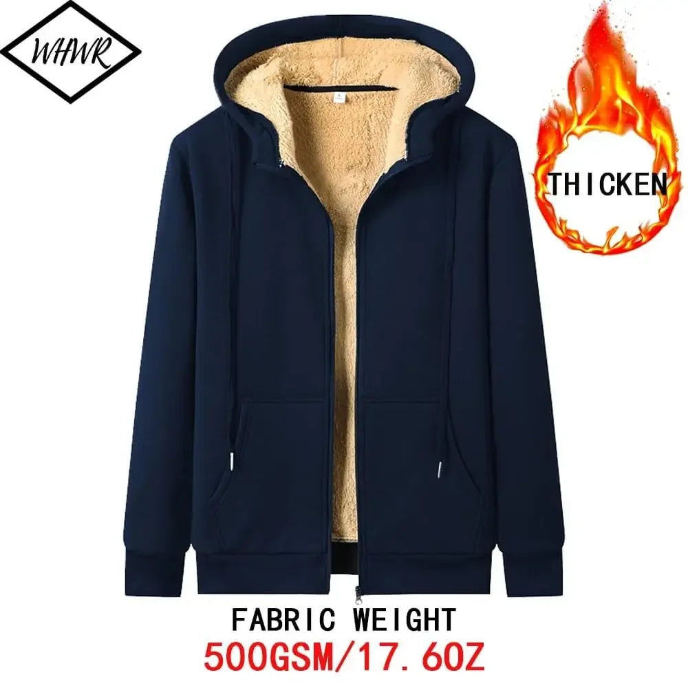 Winter Thicken Lambswool Hoodies Warm Long Sleeve Zipper