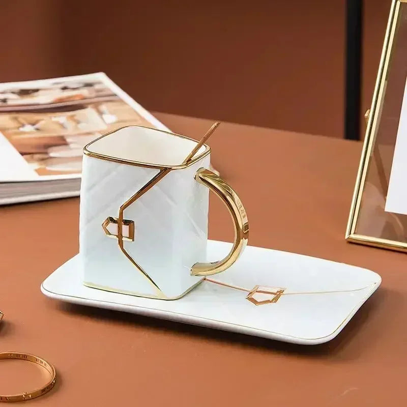 Creative ceramic Coffee cup, handmade diamond bag, ceramic