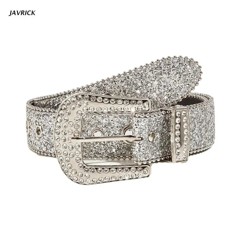 M2EA Goth for rhinestone Belts Women PU Leather