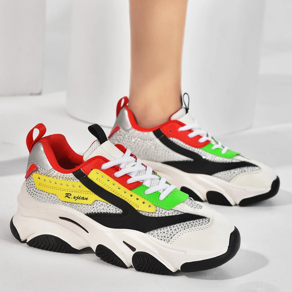 Women's thick sole running shoes, Fashionable hot diamond