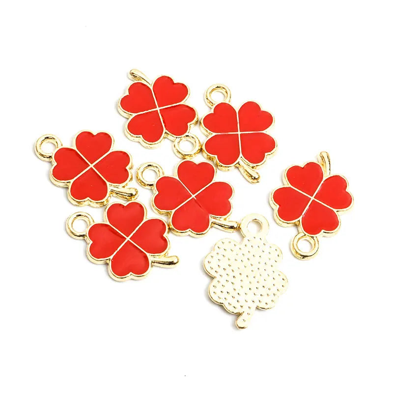 Dopamine Fourleaf Clover Enamel Charms 20pcs DIY Necklace