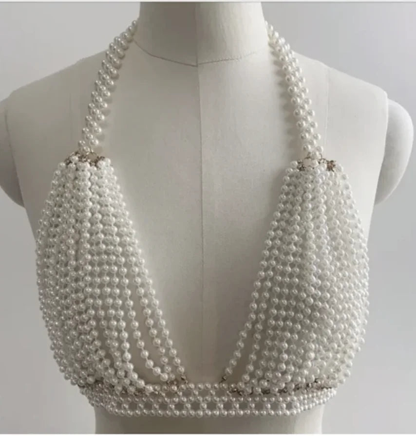 Body Chain Jewelry Pearl Sexy Beaded Collar Shoulder