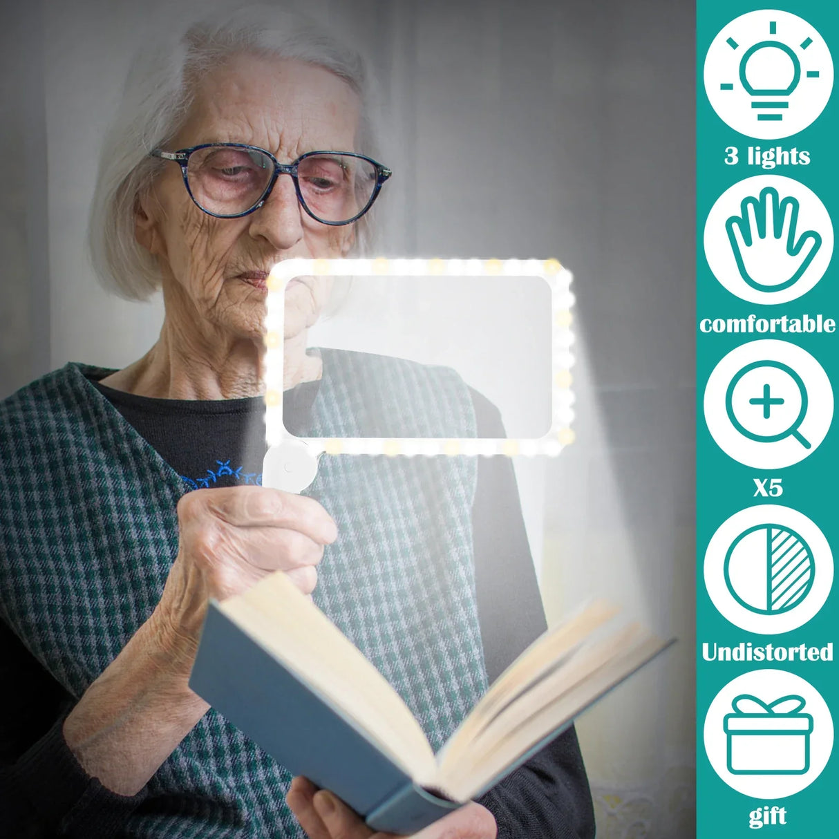 5X Magnifying Glass Seniors Handheld Reading Magnifier 48