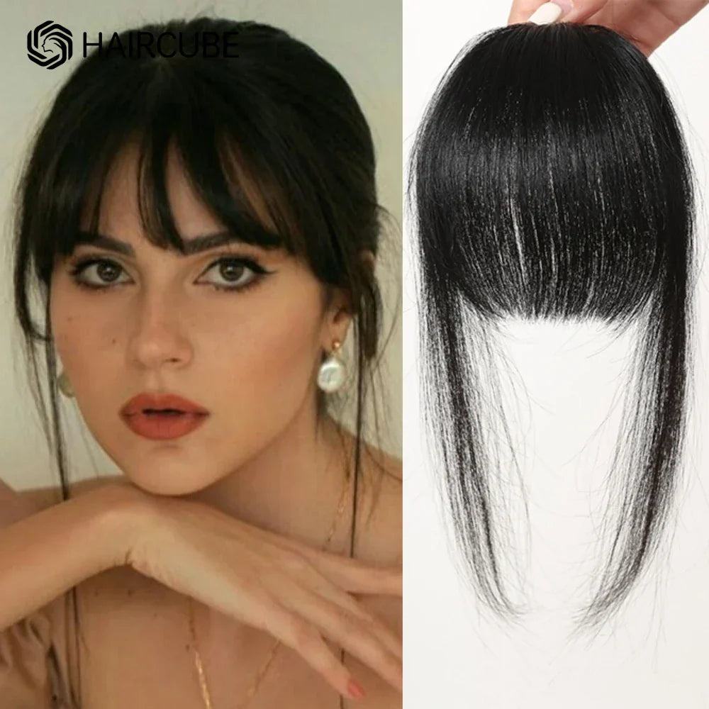 100% Human Hair Bangs Natural Black Brown French