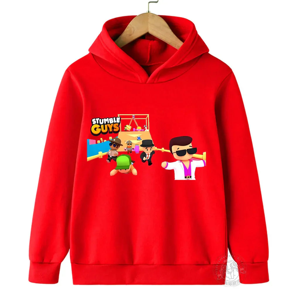 Kids Anime Stumble Guys Hooded Sweatshirts Long Sleeve