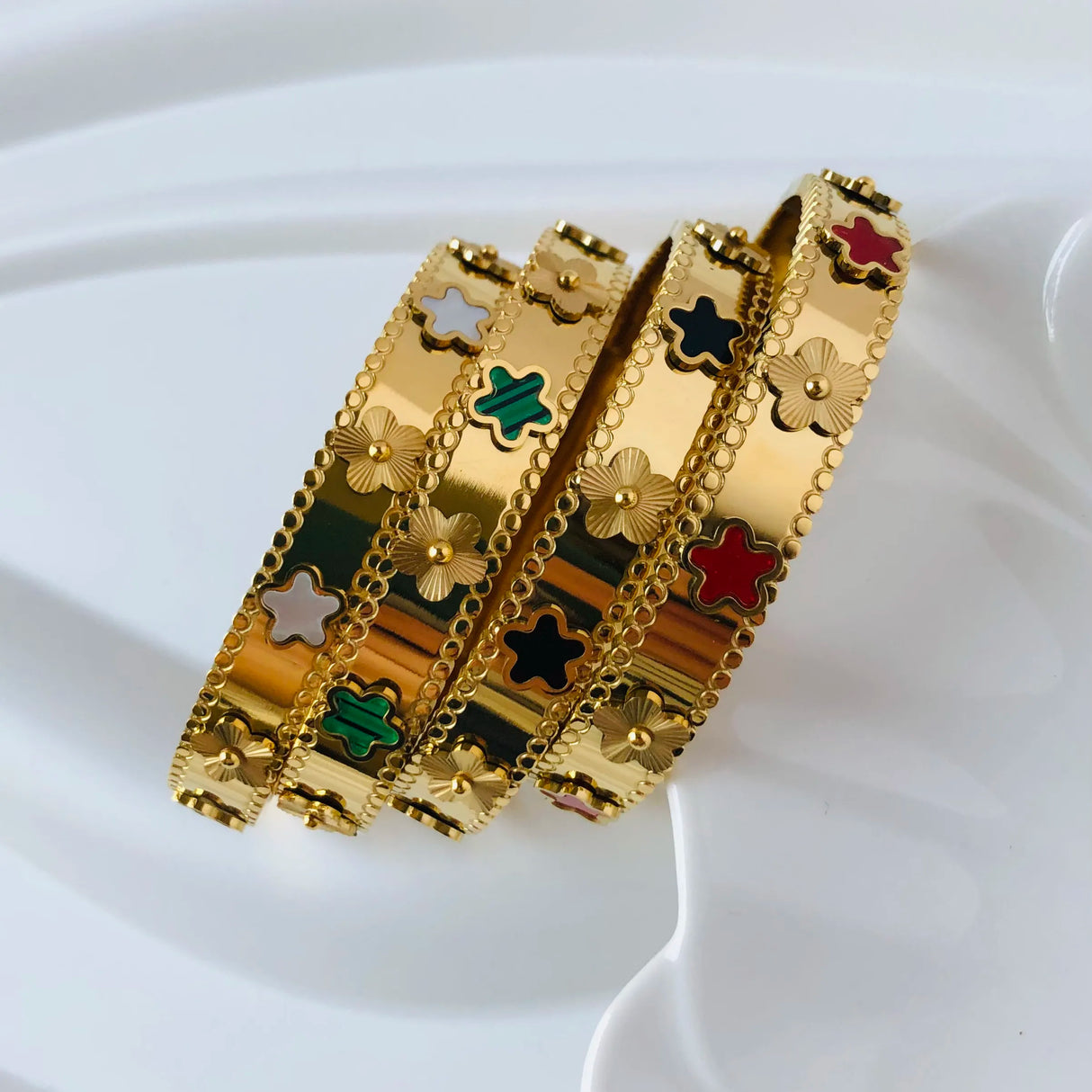 Hot Sale Fashion Gold Color Stainless Steel Flower