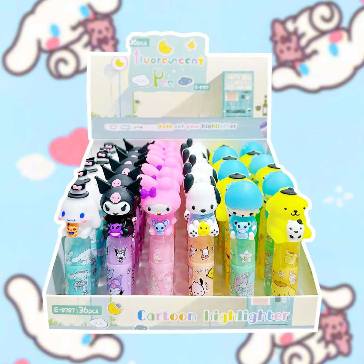 Sanrio 18/36pcs Multi-color Marker Cute Cartoon Mini Fluorescent