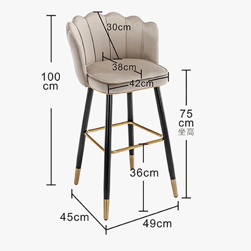 Leather High Bar Chair Modern Nordic Luxury Blue