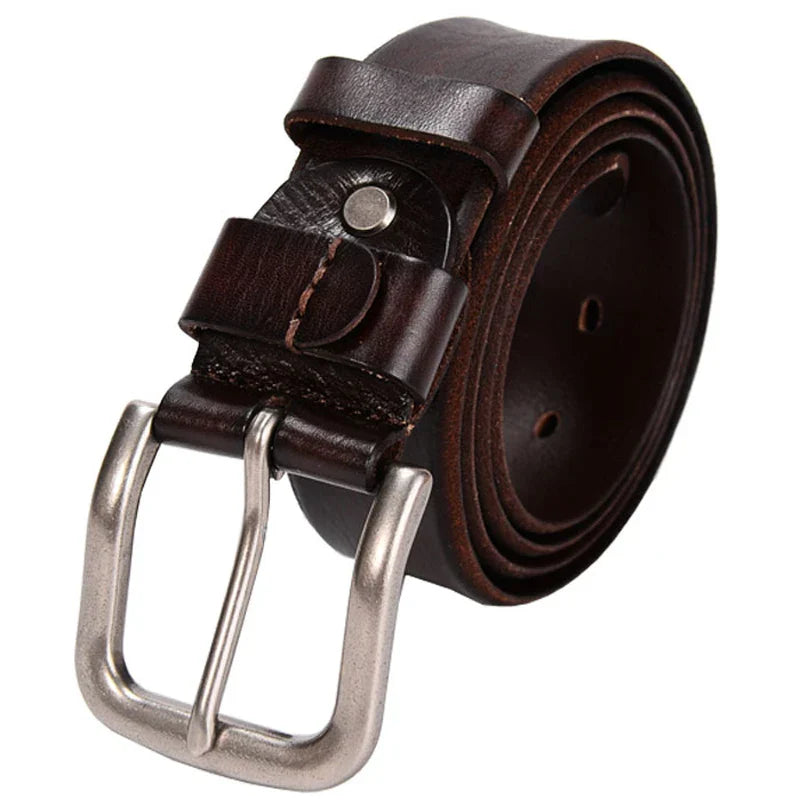 3.8CM Top Cowhide Men's Belt with Copper Buckle
