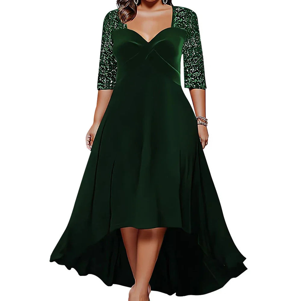 High Quality Plus Size Dress Women Evening Black
