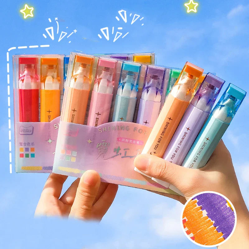 Metallic Glitter Highlighters Pen, Chisel Tip Marker Pen,