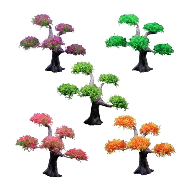 Green Artificial Tree for Aqua-Terrariums Plant Fish Bowl