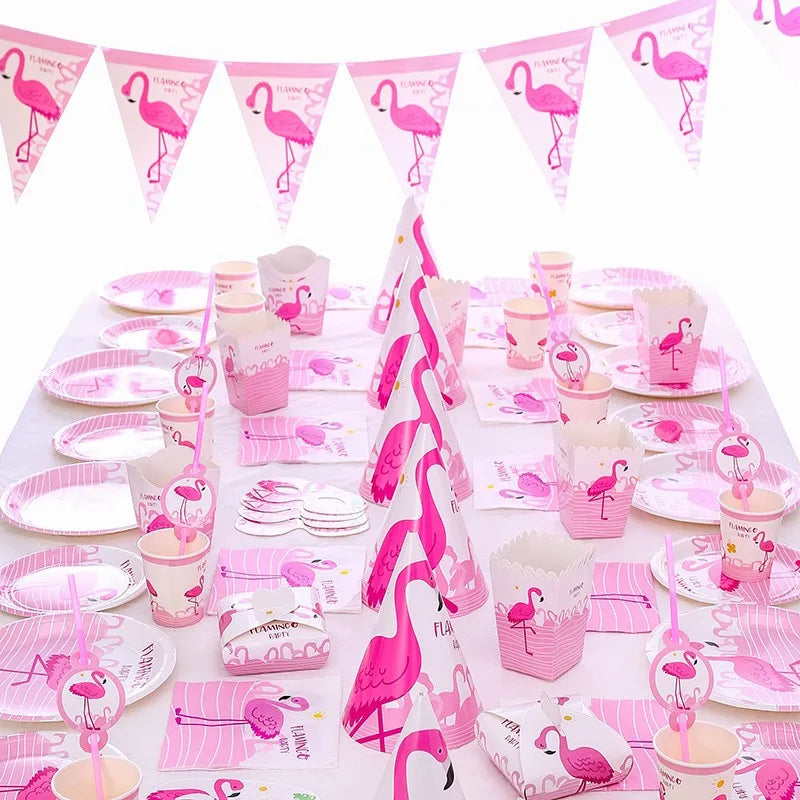 Flamingo Tableware for Birthday Decoration,Knife,Fork and Spoon,Dinner Set,Disposable