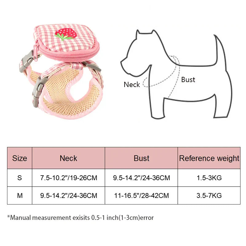 Sweet Embroidery Pattern Dog Leash Bag Functional Pet
