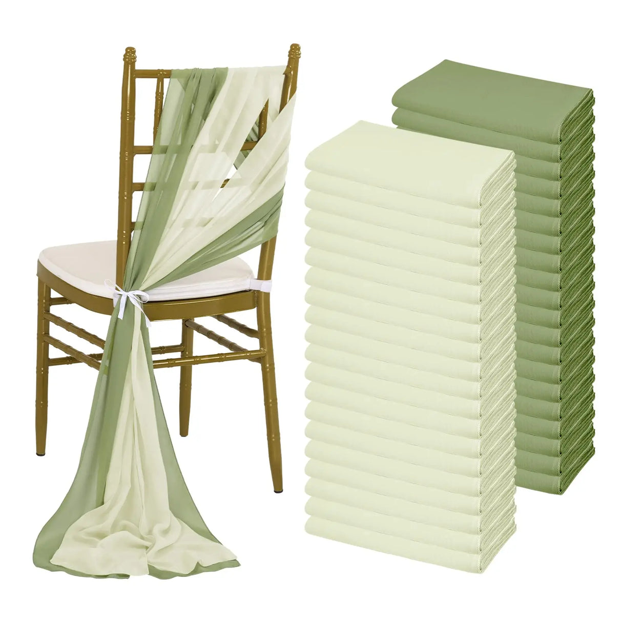 40PCS Chiffon Chair Sashes Wedding Chair Decoration 16x275cm