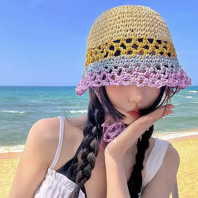 Women's Large Brim Straw Beach Hats Girl Cap