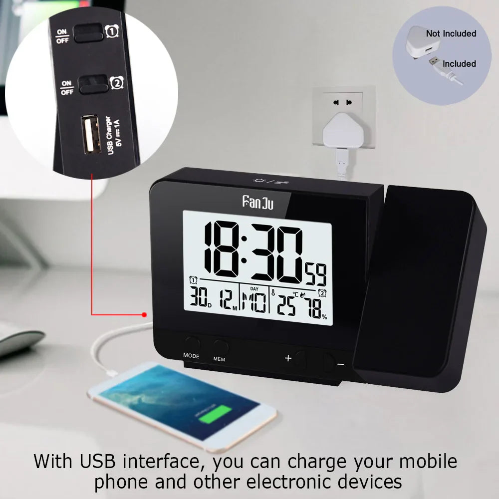 FanJu FJ3531 Alarm Clock Digital Date Snooze Function