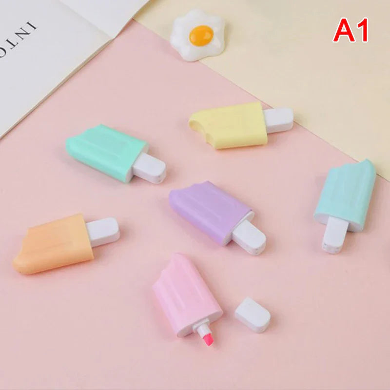 6Pcs/Lot Cute Cartoon Cat Highlighters School Office Stationery
