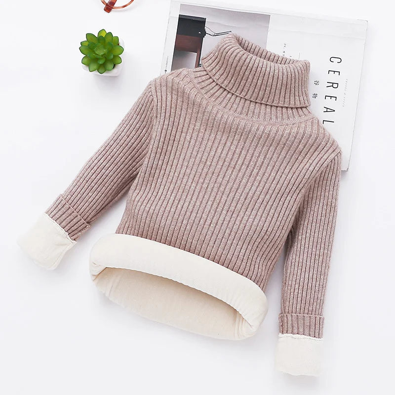 Children Padded Sweater Autumn Winter Kids Turtleneck Knitwear