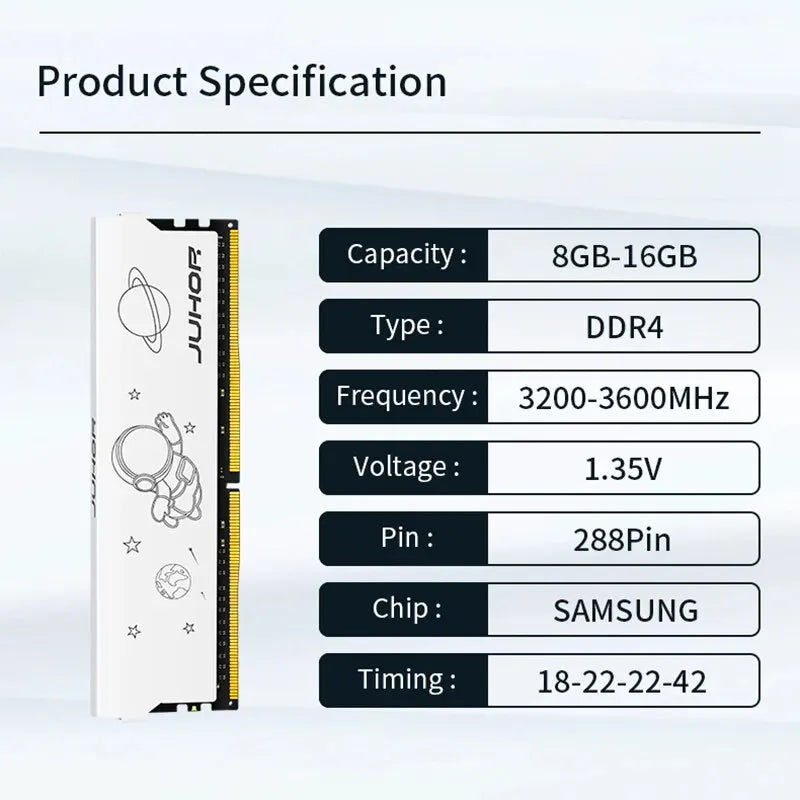 JUHOR DDR4 8GB 16GB 3200MHz 3600MHz 16GBX2 8GBX2