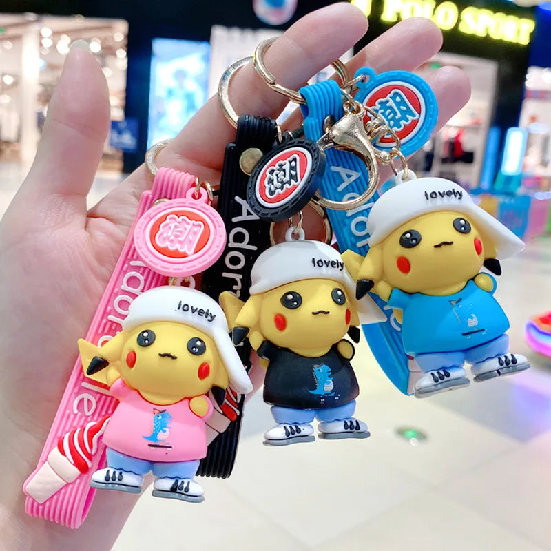 Pokemon Keychain Anime Figures Pikachu Cartoon Key Chain