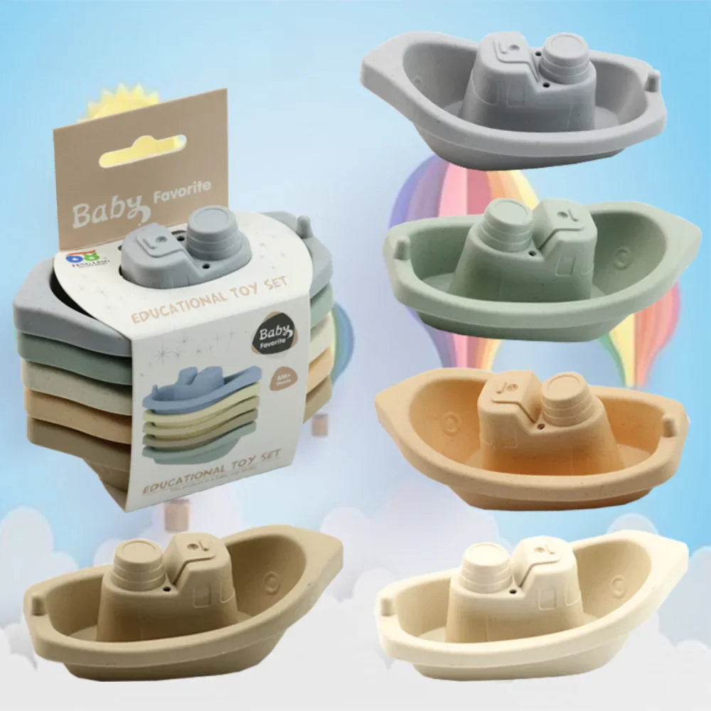 Baby Bath Toys Stacking Boat Toy Colorful Floating