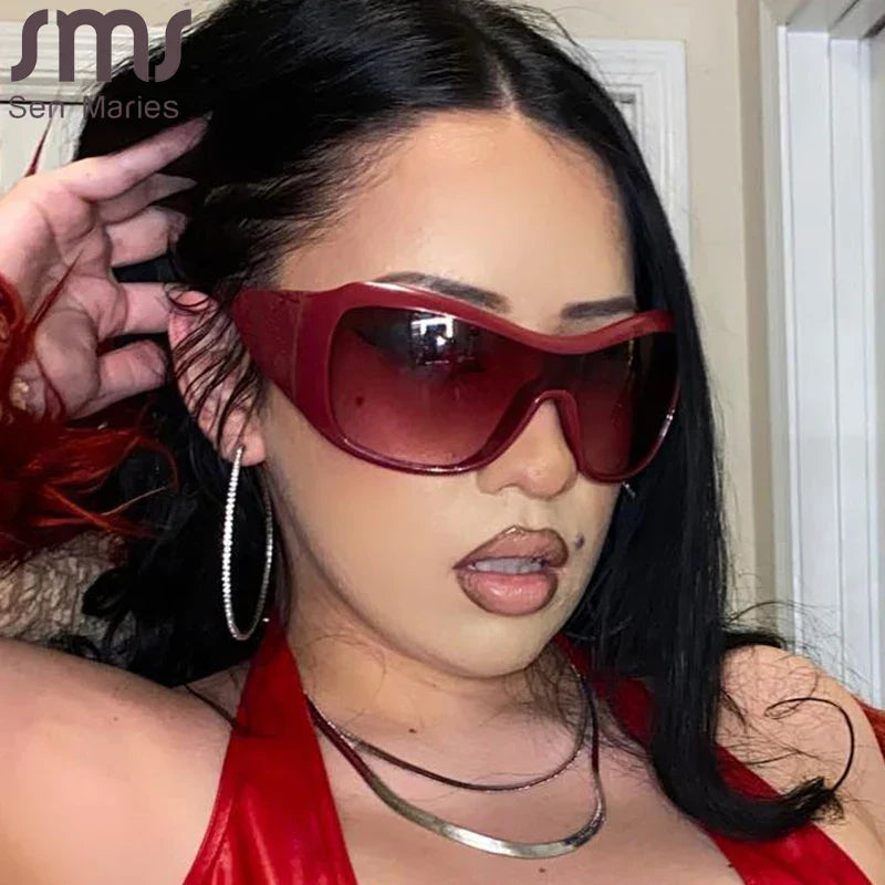 Luxury Brand Designer One-piece Sunglasses Goggle New Trendy