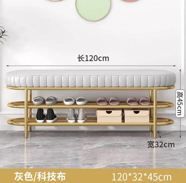 Nordic Shoe Bench Soft Cushion Multifunctional Shoe Rack