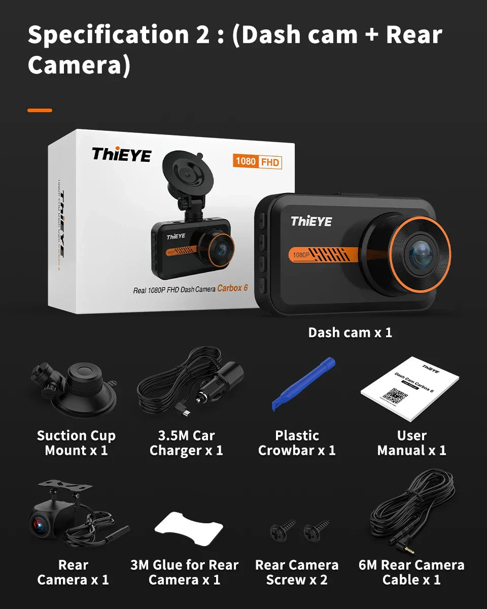 ThiEYE 3.0 Inch Dash Cam Dual Lens 1080P