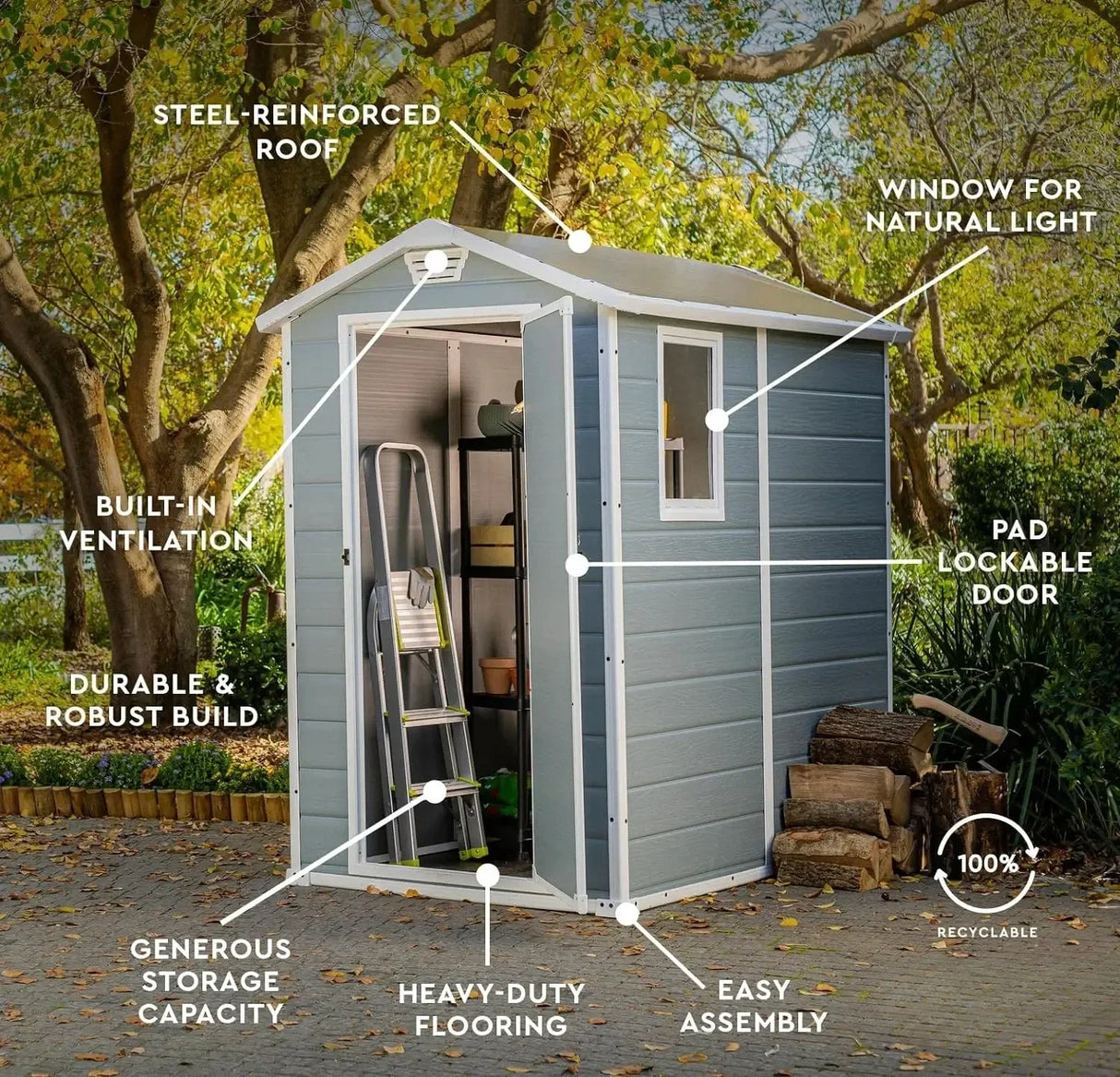 Manor 4x6 Resin Outdoor Storage Shed Kit-Perfect to