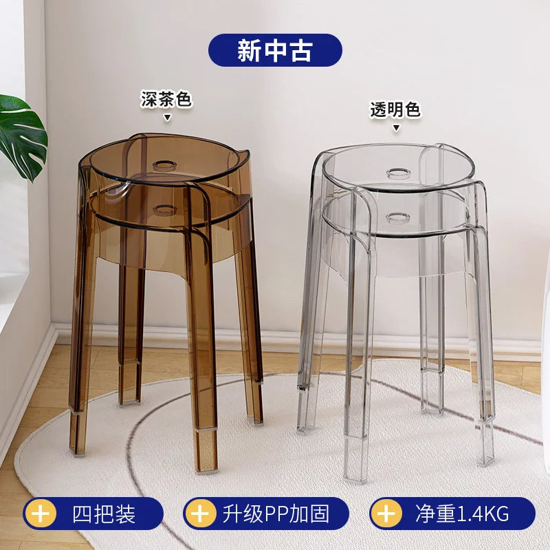 Transparent Plastic Stool Household Thickened Acrylic High Stool