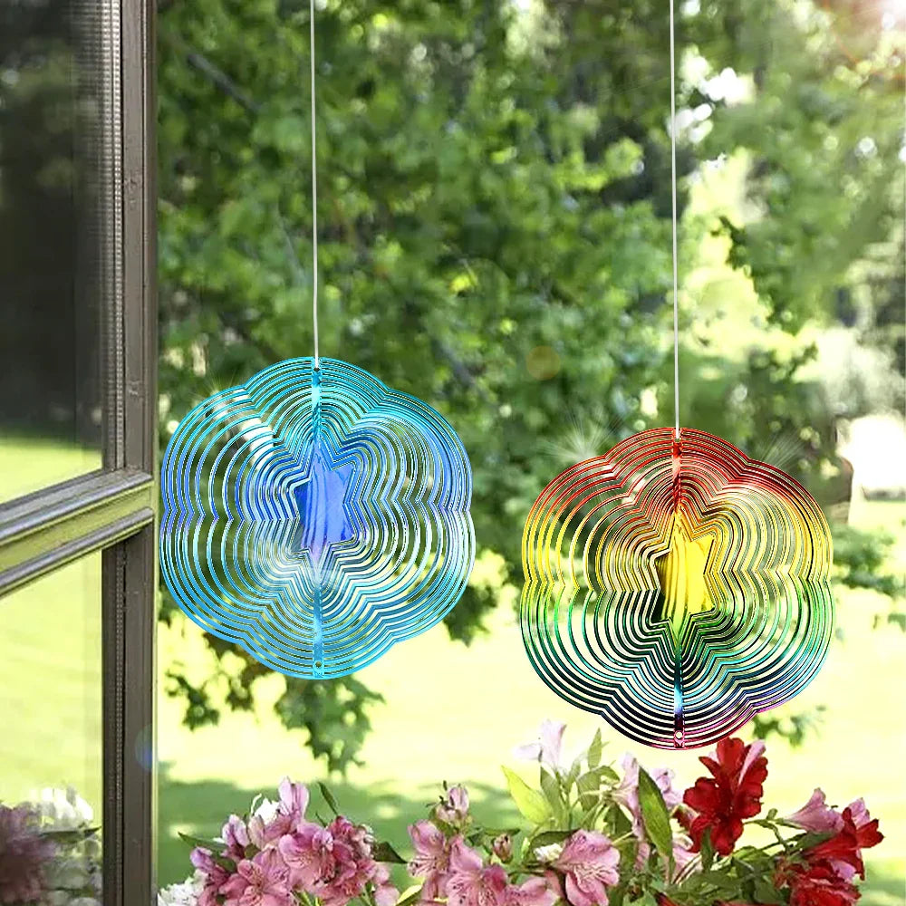 3D Butterfly Bird Repeller Spinner Wind Chimes Hanging