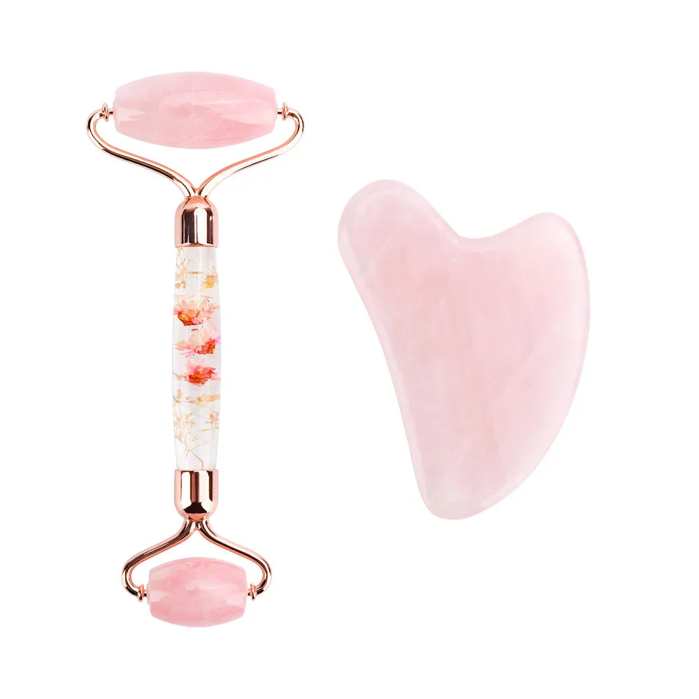 Natural Jade Roller Gua Sha Set Massager for
