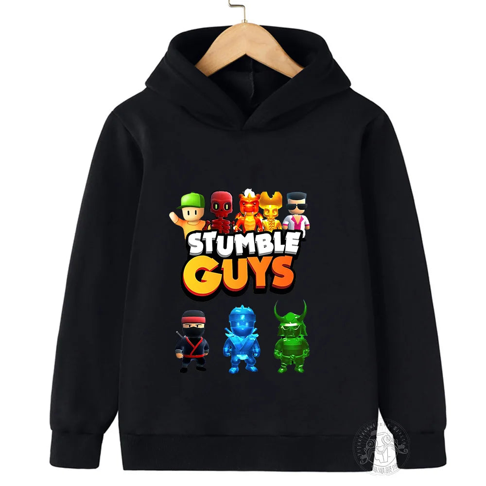 Kids Anime Stumble Guys Hooded Sweatshirts Long Sleeve