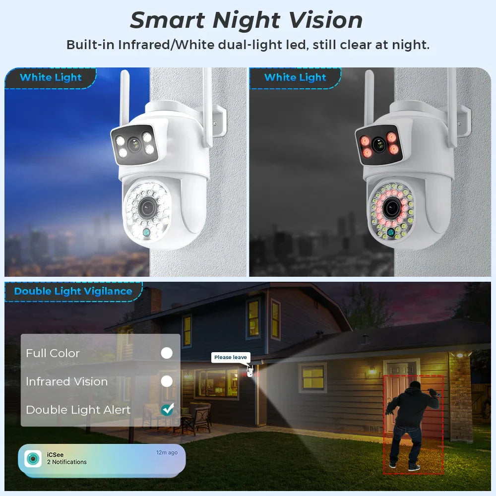 8MP 4K Wifi IP Camera Dual Screens Night