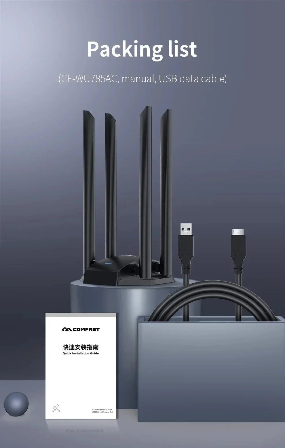 Comfast 1300Mbps Adaptador 2.4G&5GHz Usb Network Card Wireless
