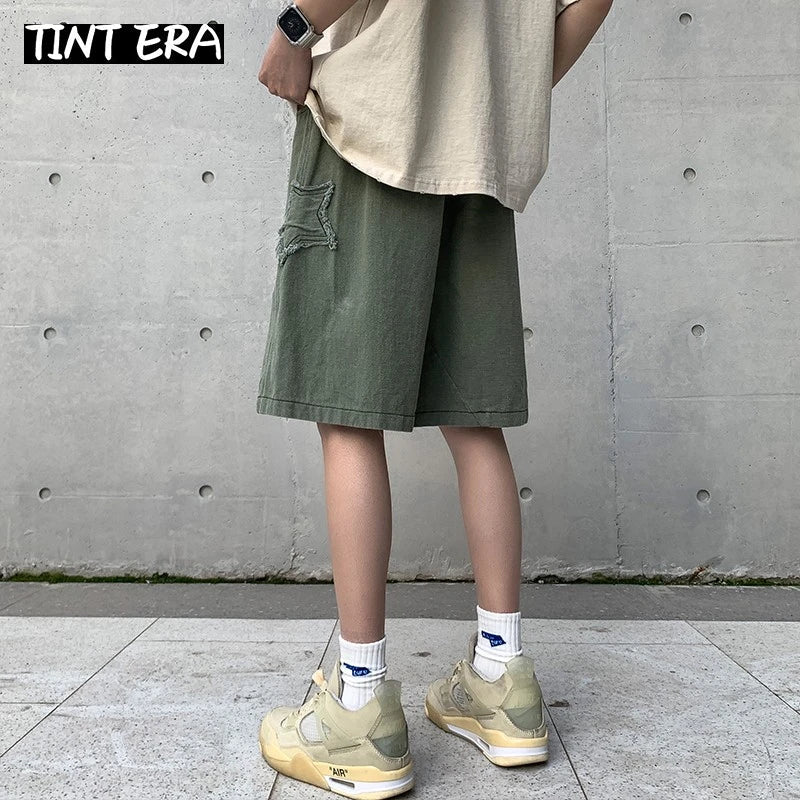 TINT ERA Y2K Mens Streetwear Breeches Star Korean
